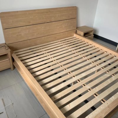 5折]林氏木业北欧实木床1.5米简约橡木1.8双人大床原木主卧室家具cr8a