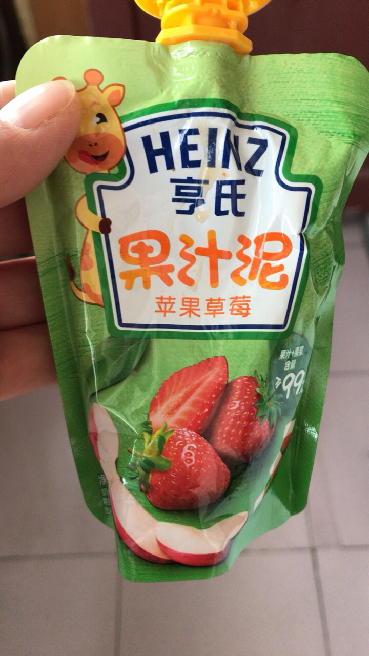 heinz/亨氏乐维滋果汁泥-苹果草莓120克 亨氏果泥婴儿果泥吸吸乐 宝宝