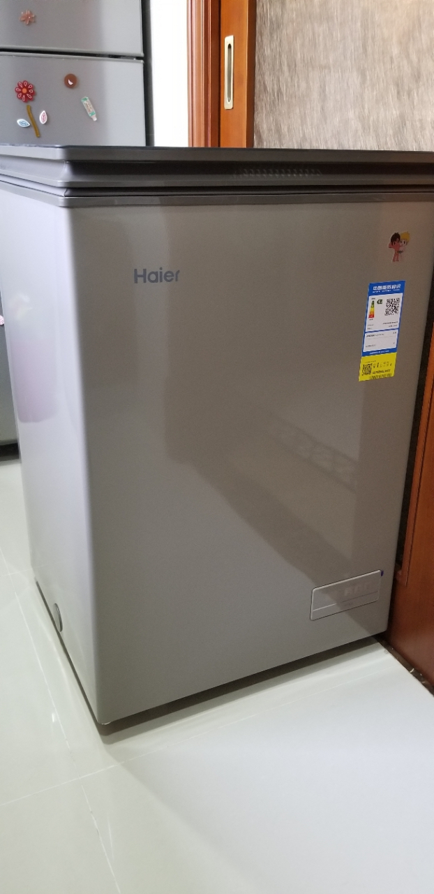 haier海尔冰柜小型家用 100升低霜冷藏冷冻转换保鲜柜一级能效 电脑