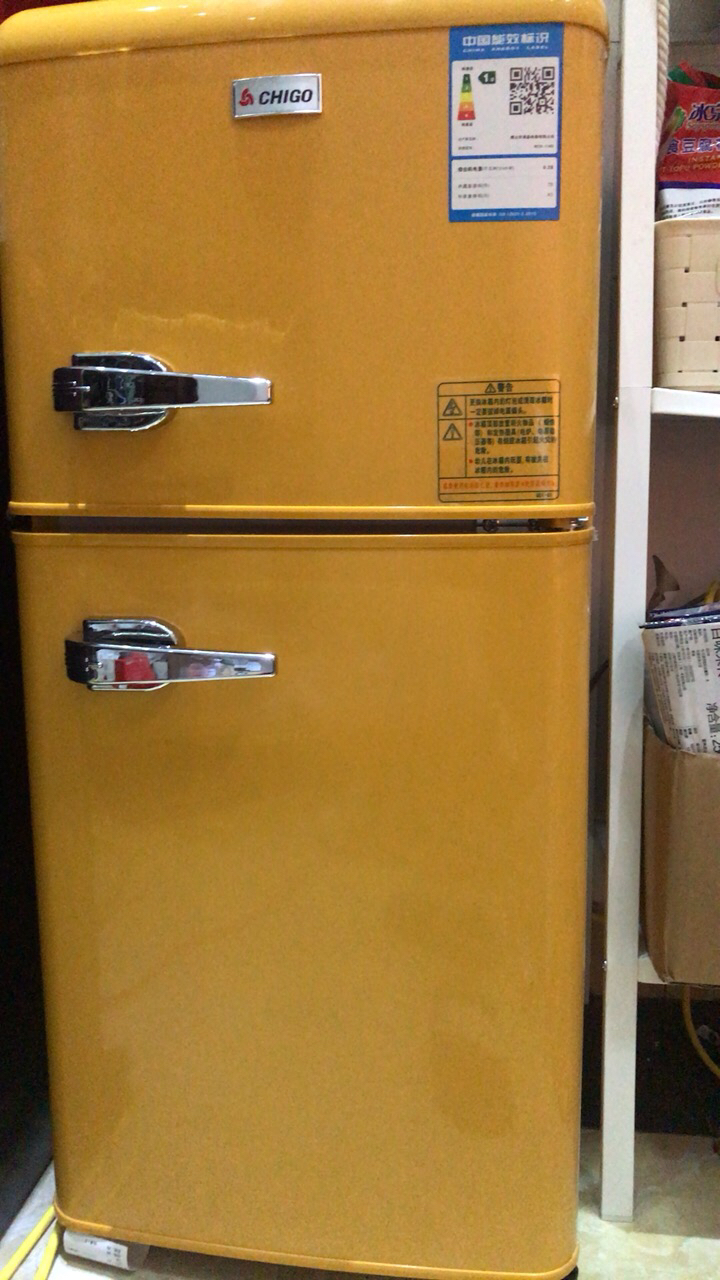 志高118升复古双门冰箱小型美式怀旧网红家用双开门冷藏冷冻宿舍租房