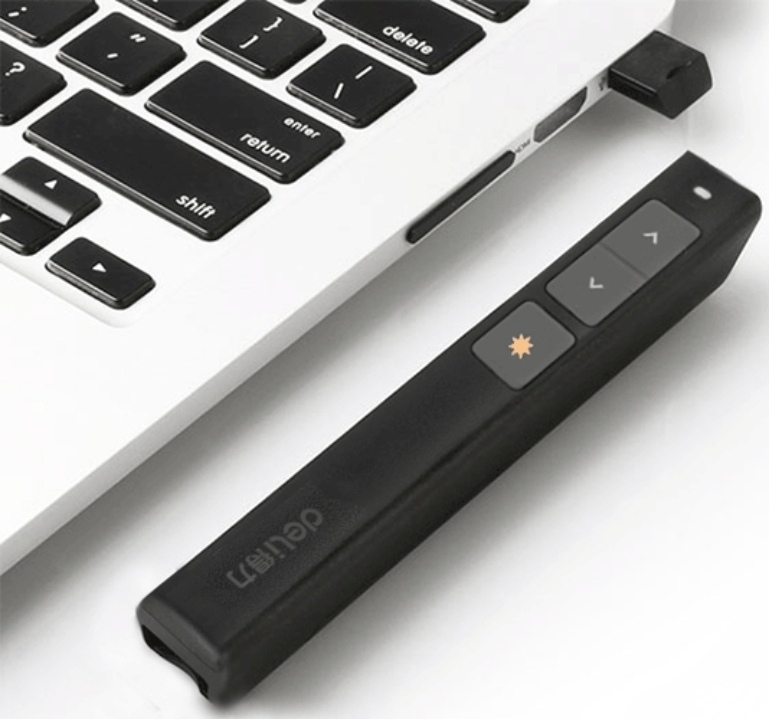 得力(deli)2802激光翻页笔 黑色 ppt投影笔红光电池款 电子笔演讲笔