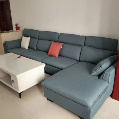 双虎家私 布艺沙发简约现代客厅l型组合可拆洗贵妃沙发小户型553