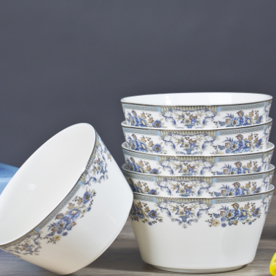 超红陶瓷碗家用米饭碗景德镇瓷器陶瓷高档精品餐具碗勺套装