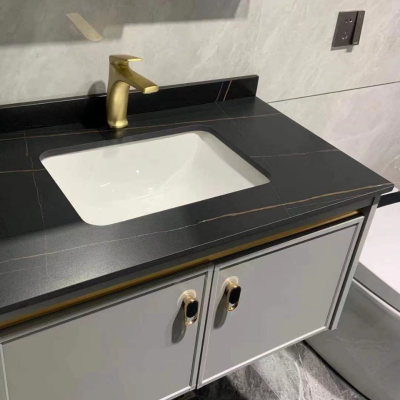 crejash东尼卫浴 岩板浴室柜组合套装太空铝防潮洗手盆卫生间洗脸盆柜