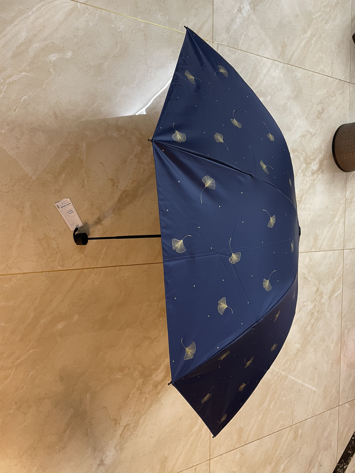 天堂伞 黑胶防晒三折晴雨伞太阳伞遮阳伞 银杏藏青1283晒单图