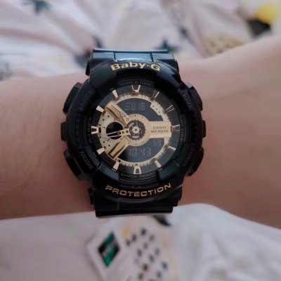 casio(卡西欧) baby-g系列 黑金运动手表 石英表女表 ba-110-1a林允