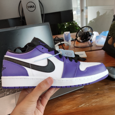 nike air jordan 1 low aj1 白紫脚趾低帮篮球鞋男鞋553558-500