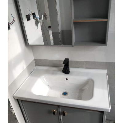 crejash东尼卫浴 岩板浴室柜组合套装太空铝防潮洗手盆卫生间洗脸盆柜