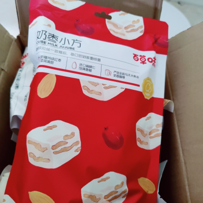 x百草味-奶枣雪花酥120g奶枣红枣巴旦木网红休闲零食牛轧奶芙糖