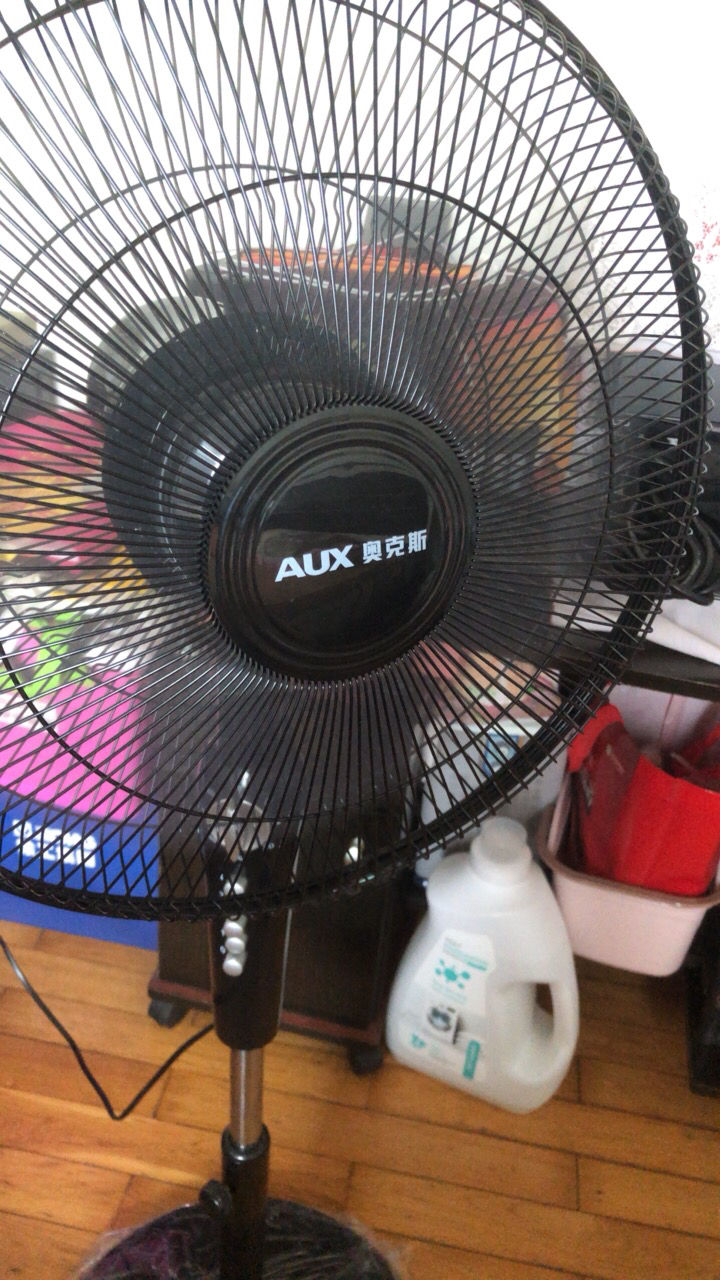 奥克斯(aux)电风扇家用床头定时落地扇 节能立式办公室静音风扇 黑色