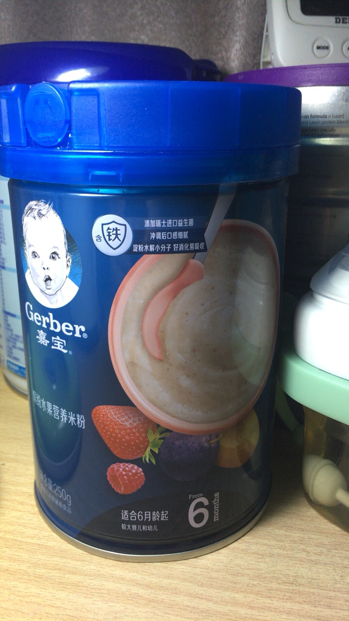 嘉宝(Gerber) 米粉 婴幼儿辅食 缤纷水果营养米粉 宝宝高铁米糊2段250g(6-36个月适用)晒单图