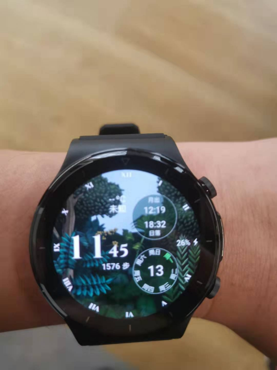 华为/huawei watch gt 2 pro 46mm ecg款 曜石黑 黑色氟橡胶表带 智能