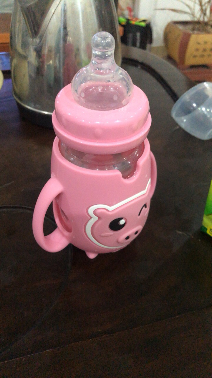 爱乐宝 婴儿玻璃奶瓶 新生儿宽口径宝宝奶瓶 防摔吸管奶瓶240ml晒单图