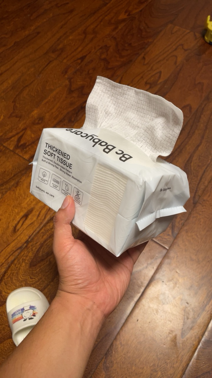 babycare婴儿棉柔巾宝宝专用新生儿干湿两用绵柔巾小熊巾加厚80抽*4包