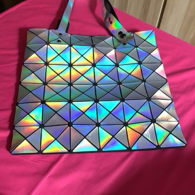 2020新款镭射包菱形折叠包几何菱格包时尚单肩包手提百变女士包包 艾