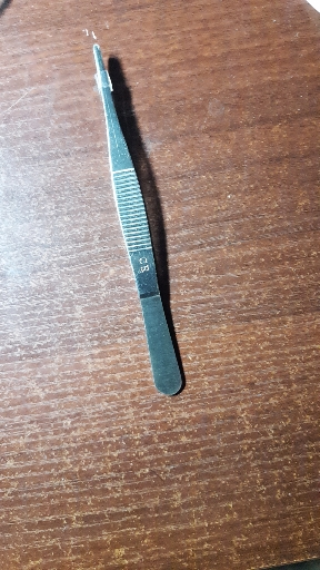 汐岩不锈钢镊子工具尖头弯头圆头带齿加厚加硬大镊子 14cm直镊圆头