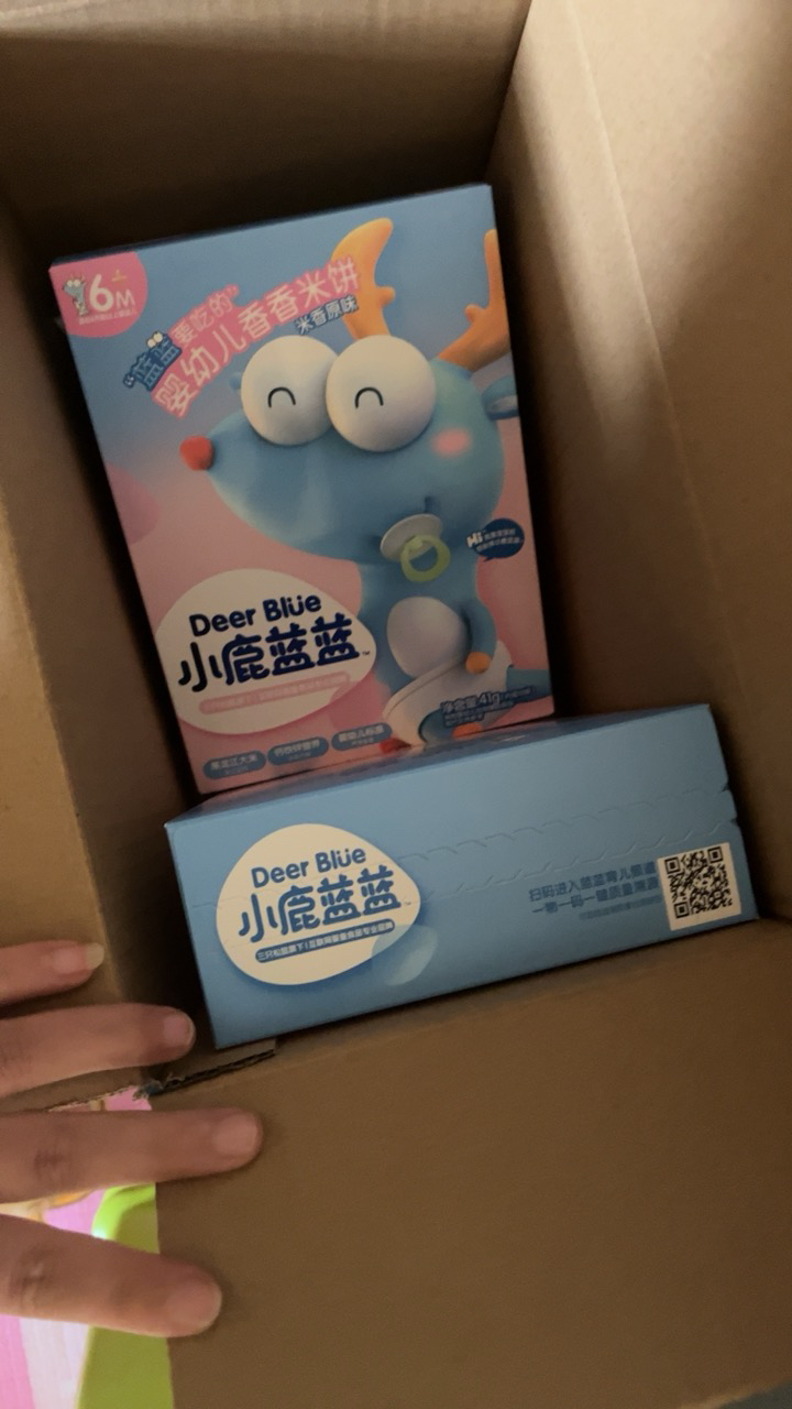 小鹿蓝蓝 宝宝零食辅食香香米饼 原味41g*3盒 宝宝磨牙米饼无添加盐和