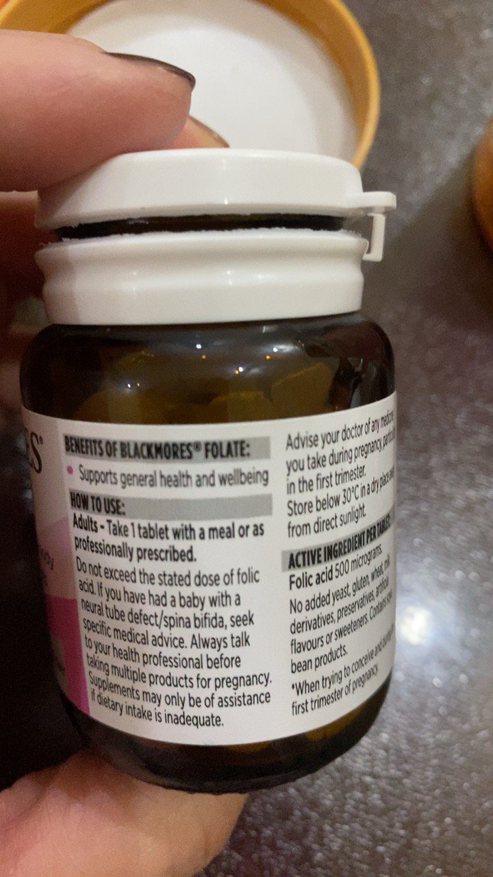 保税-澳佳宝(blackmores)叶酸片90粒/瓶装 澳洲原装进口 孕前孕期助孕