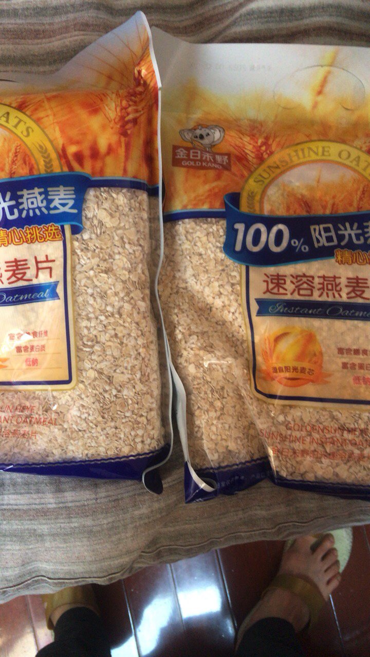 金日禾野 即食纯燕麦片 700g*2袋 纯麦片无糖精非脱脂免煮谷物营养