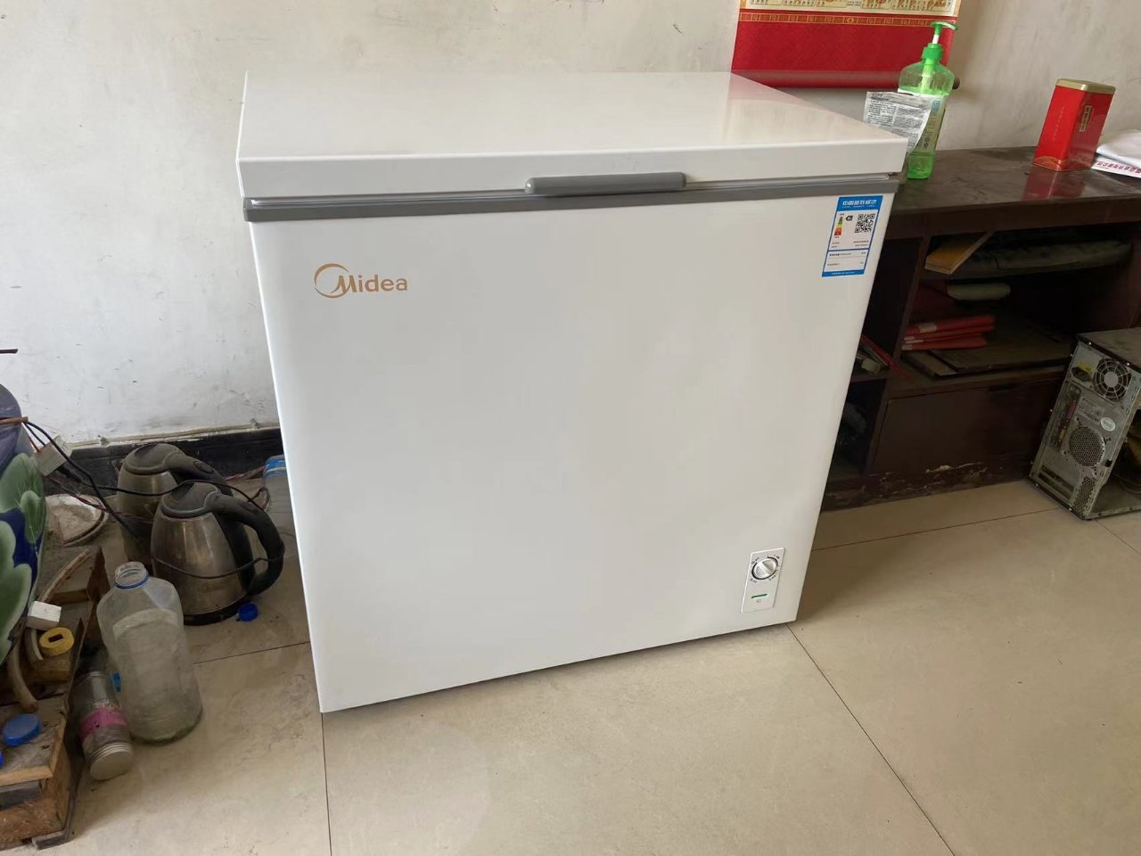 美的(midea)203升 單溫臥式冷櫃家用冰櫃 冷藏冷凍轉換頂開門 迷你