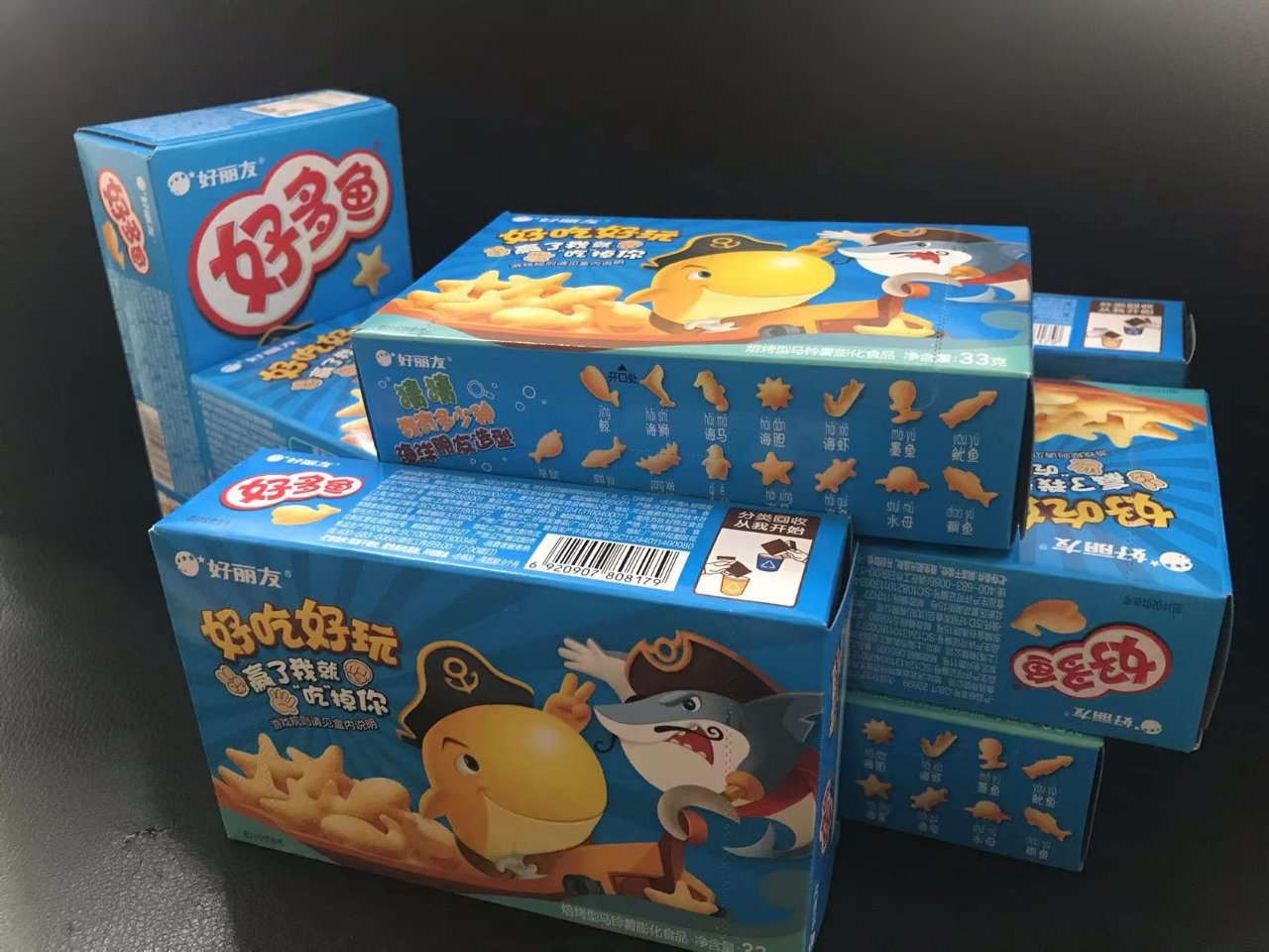 50orion 好丽友 好多鱼浓香茄汁味33g*10盒非油炸膨化食品网红零食