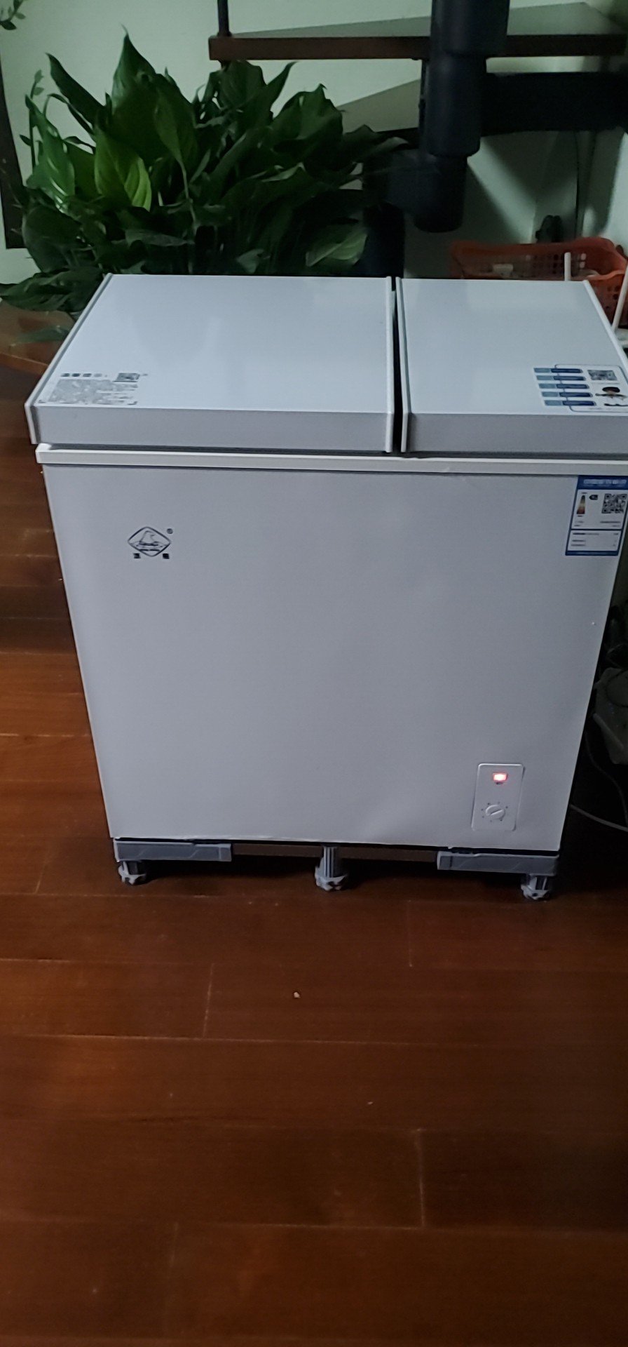 冰熊 158升 家用商用一级能耗节能小冰柜迷你卧式冷藏冷冻双温双箱