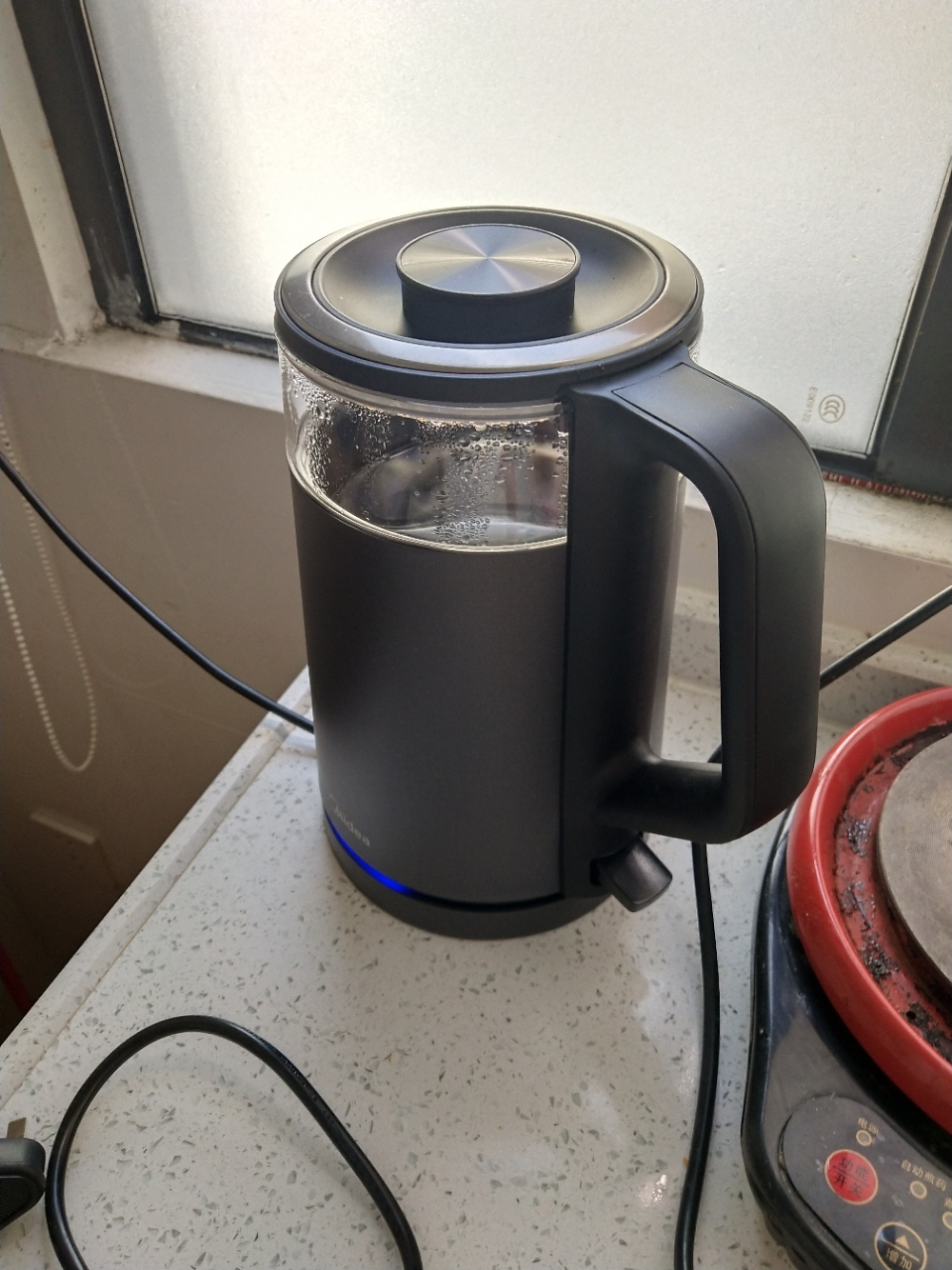 美的(midea)电热水瓶开水壶净甜家用办公双层防烫玻璃电水壶烧水壶拔