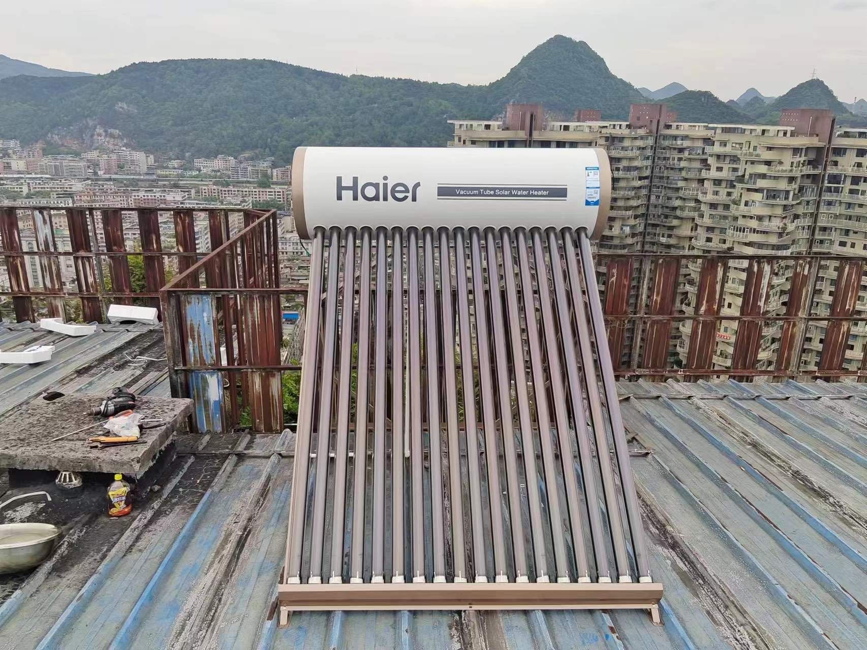 [热卖款]Haier/海尔太阳能热水器家用一体式光电两用全自动上水一级能效手机智控20管145升 QBJ1-145-L6晒单图