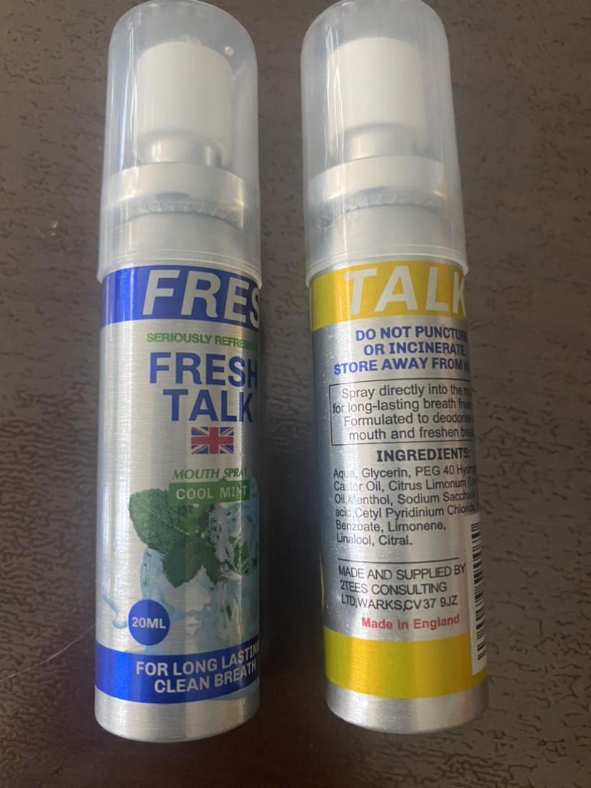 [99元任选]英国Fresh talk口气清新剂口腔喷雾男女便携装20ml 柠檬味+薄荷味各一瓶口喷晒单图