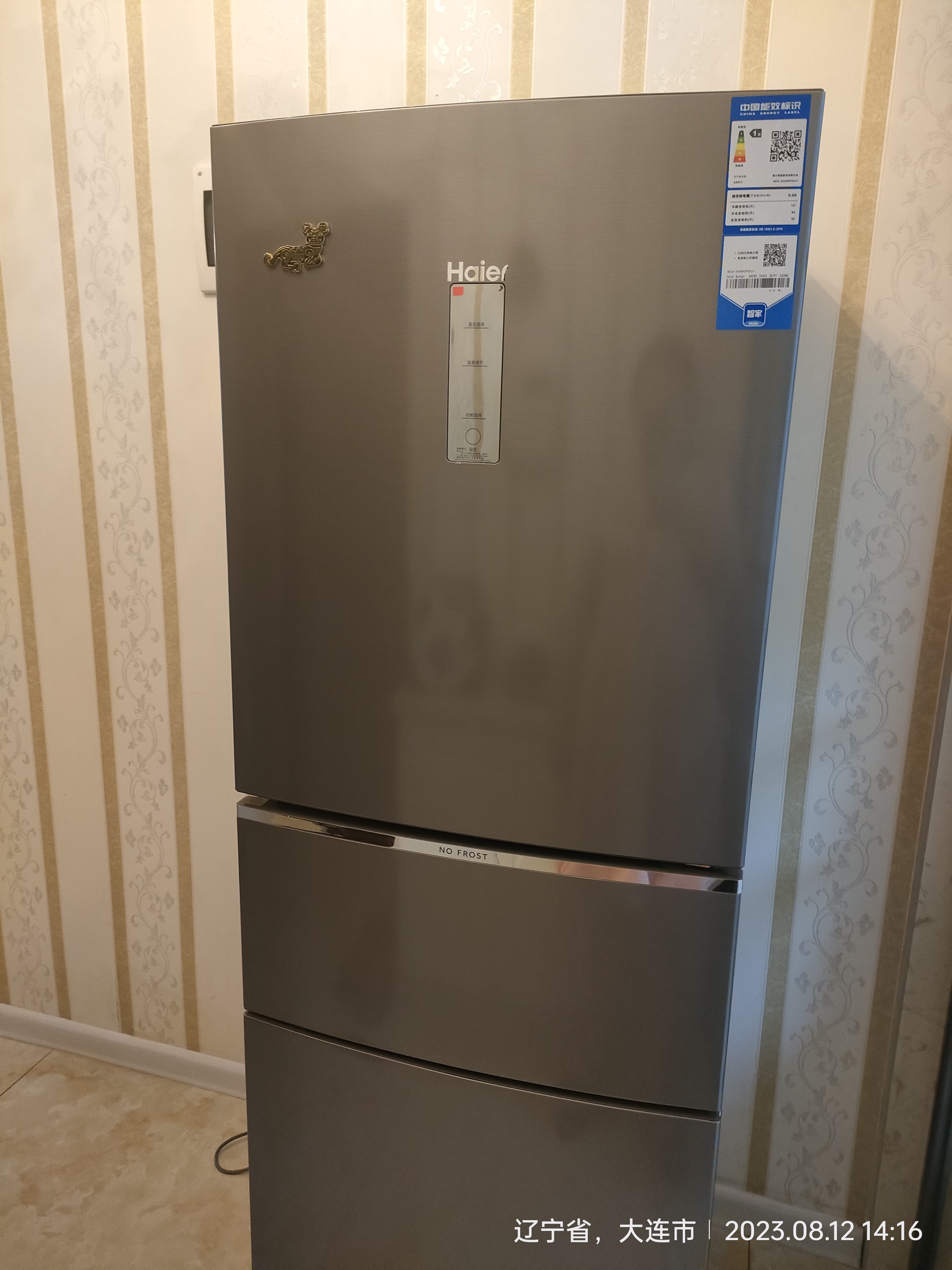 海尔(Haier)253升 三门冰箱 变频无霜一级能效 租房家用干湿分储 家用小冰箱 BCD-253WDPDU1晒单图