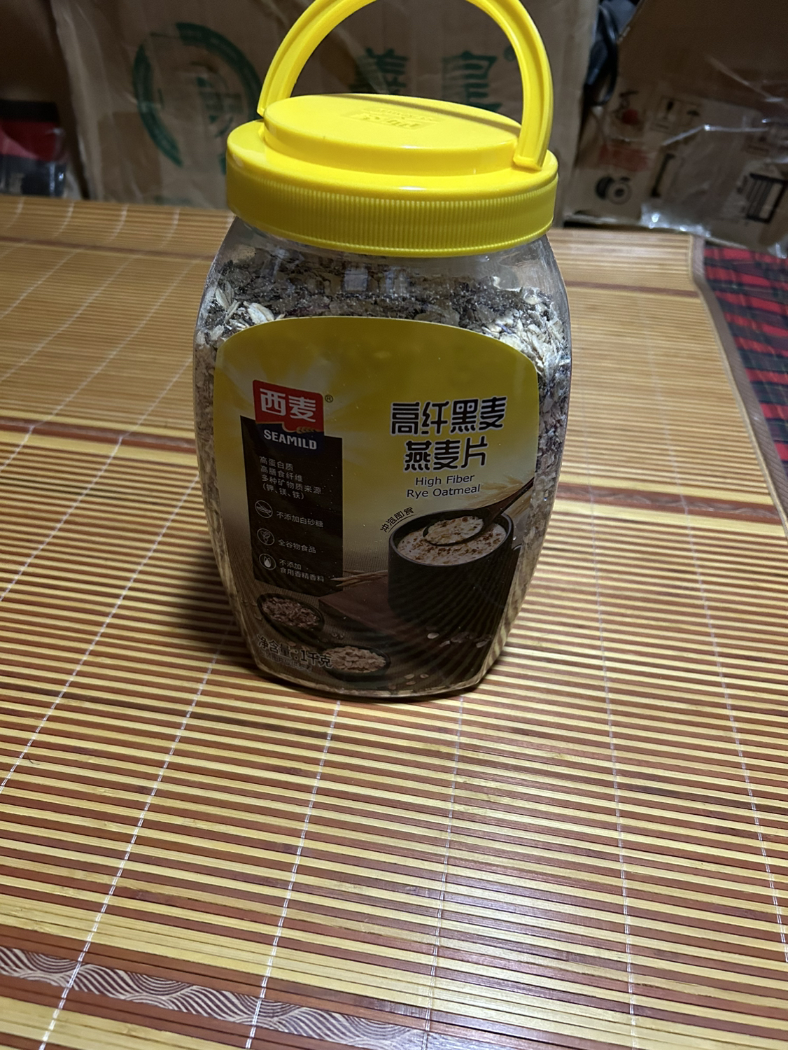 [全谷物燕麦]西麦高纤黑麦燕麦片1000g桶装即食营养早餐代餐养生冲饮谷物麦片晒单图