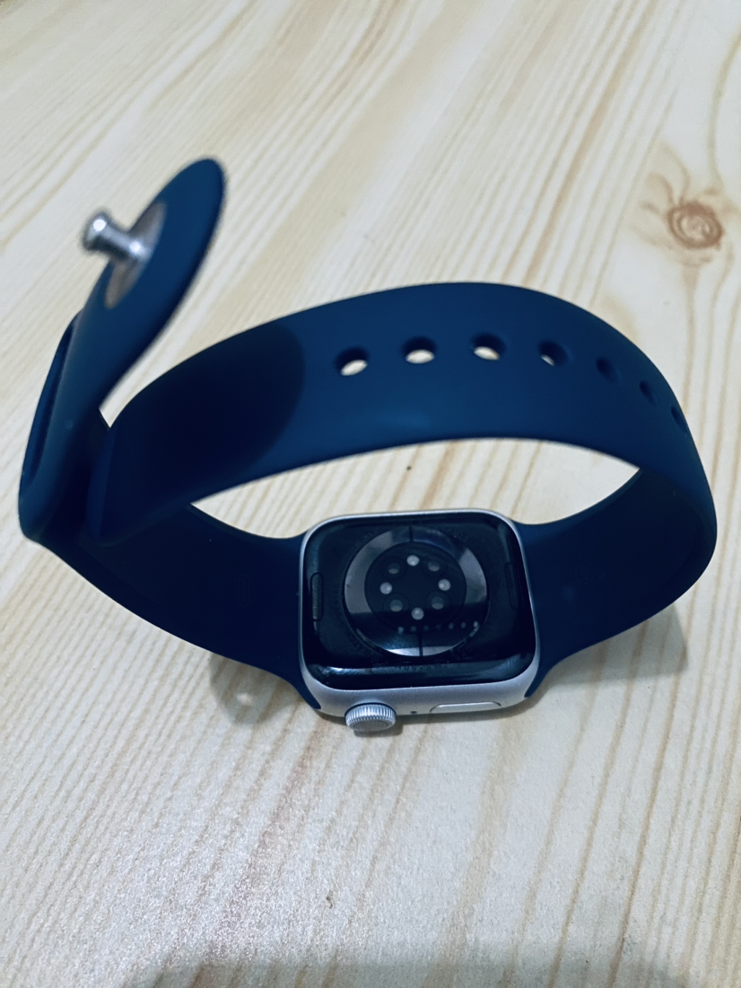 Apple Watch Series 9 (GPS) 41 毫米银色铝金属表壳 风暴蓝色运动型表带 - M/L晒单图