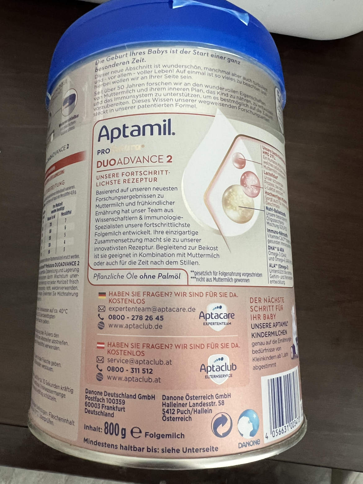 有效期到25年8月-Aptamil 德国爱他美 白金版进口婴幼儿2段奶粉 (6-12个月)800g/罐晒单图