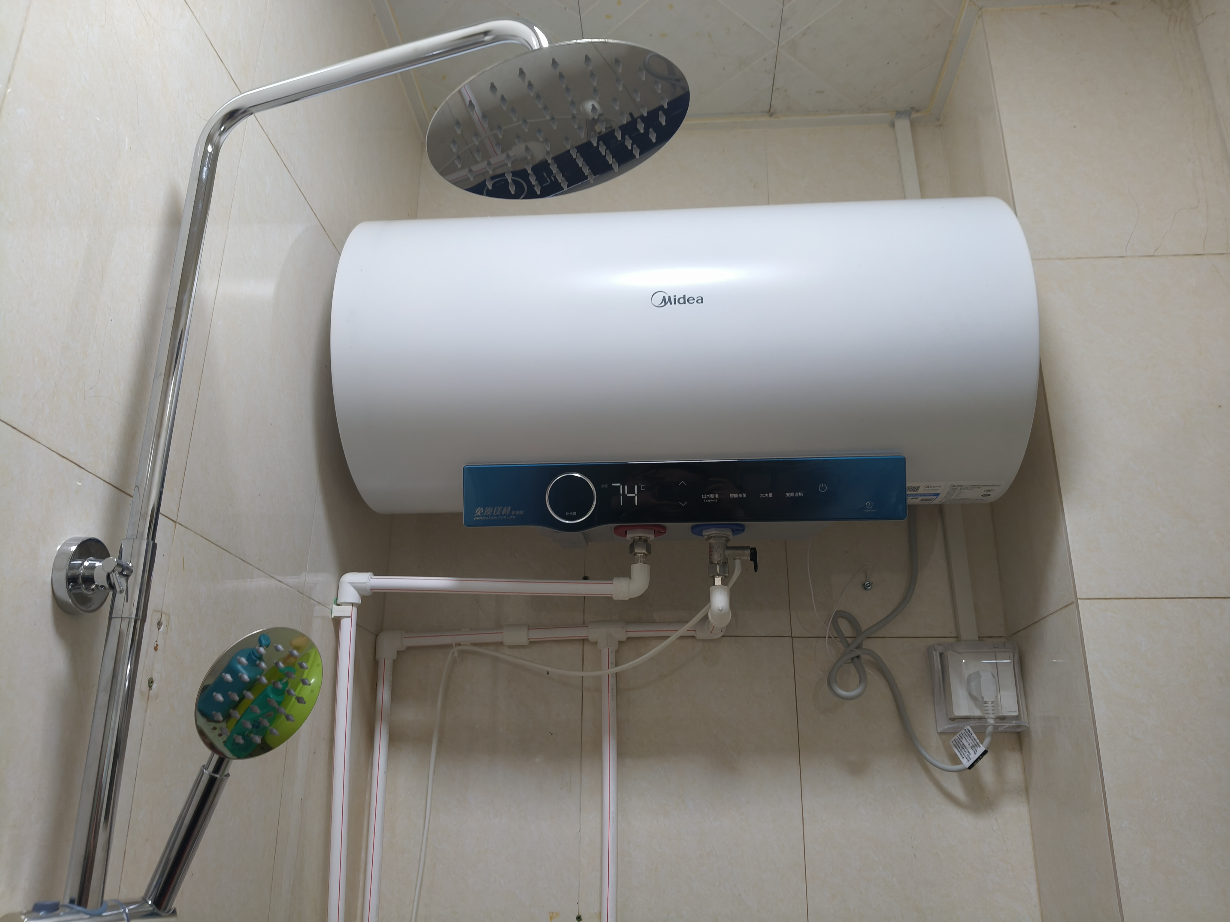 美的电热水器60升储水式 3300W变频 终身免换镁棒省钱 安全零电洗一级节能 智能家电 F6032-JA5(HE)晒单图