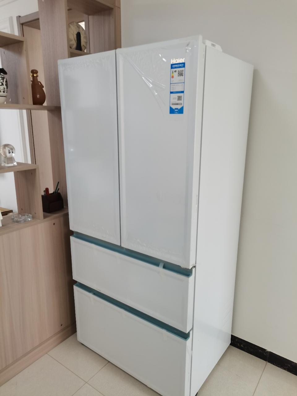 海尔冰箱白巧系列461升超薄零嵌入式法式多门对开门白色电冰箱干湿分储一级能效底部散热晒单图