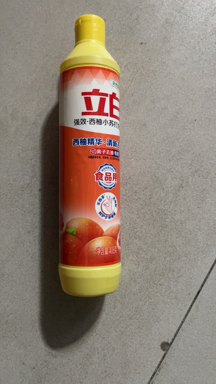 立白西柚小苏打洗洁精408g*2瓶送洗碗棉2块轻松去油食品用果蔬餐盘放心洗晒单图
