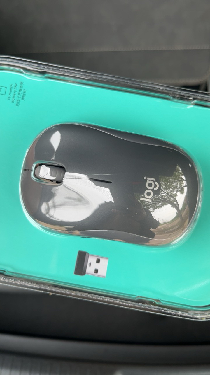 罗技(Logitech)M186无线办公鼠标 笔记本电脑便携USB接口 时尚舒适办公鼠标-灰色晒单图