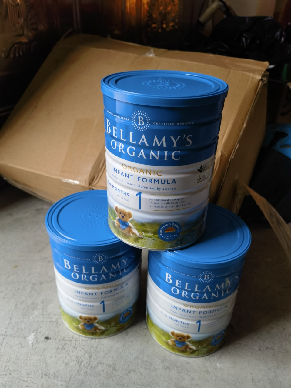 [3罐装 有效期2025年7月后]澳洲原装进口Bellamy's贝拉米有机奶粉1段900g 婴幼儿奶粉0-6个月晒单图