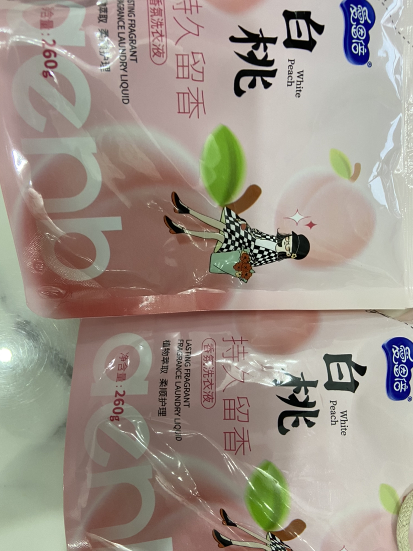 苏宁宜品x爱恩倍小芒女孩白桃香氛洗衣液便携袋装260g*1袋晒单图