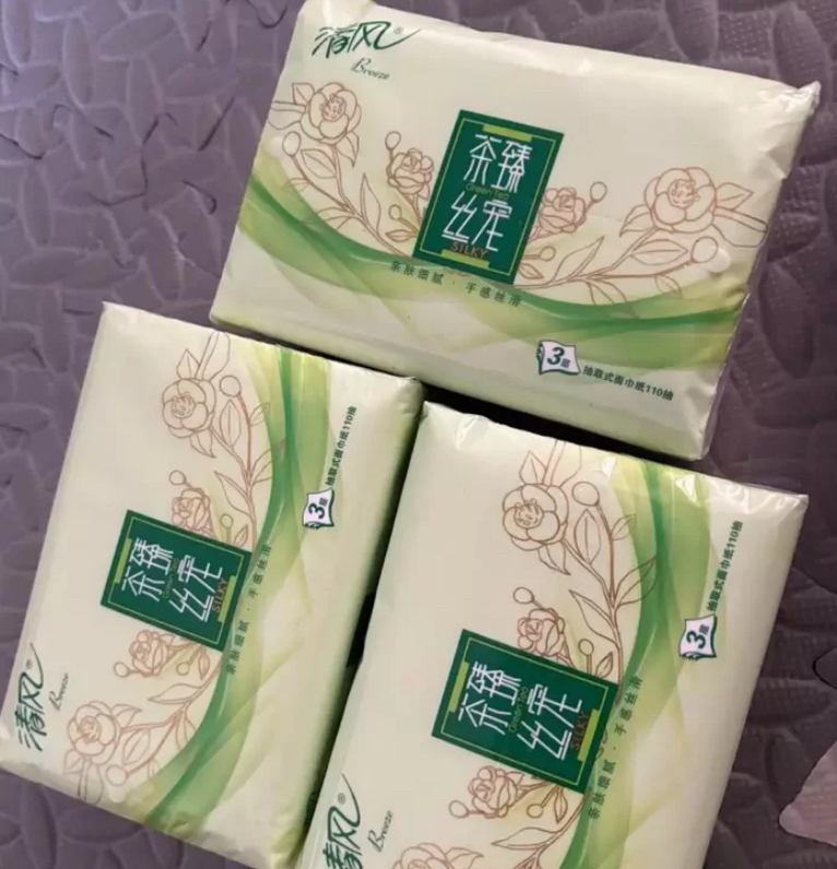 清风抽纸110抽4包家用实惠装餐巾纸面巾纸擦手原木卫生纸巾晒单图