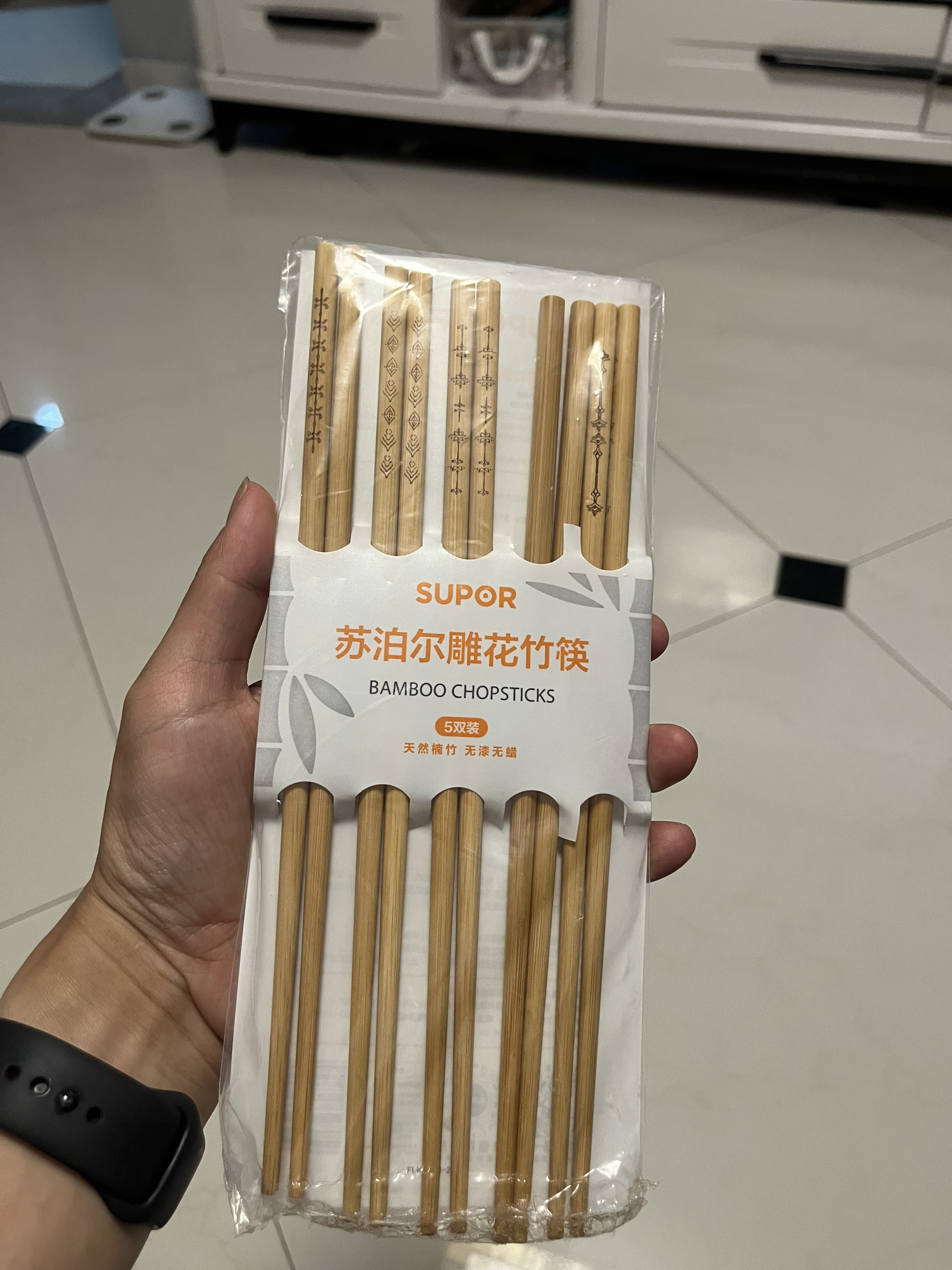 苏泊尔(SUPOR)天然竹筷子无漆无蜡高山楠竹家用筷子餐具套装分食筷 TK23004W[5双装]晒单图