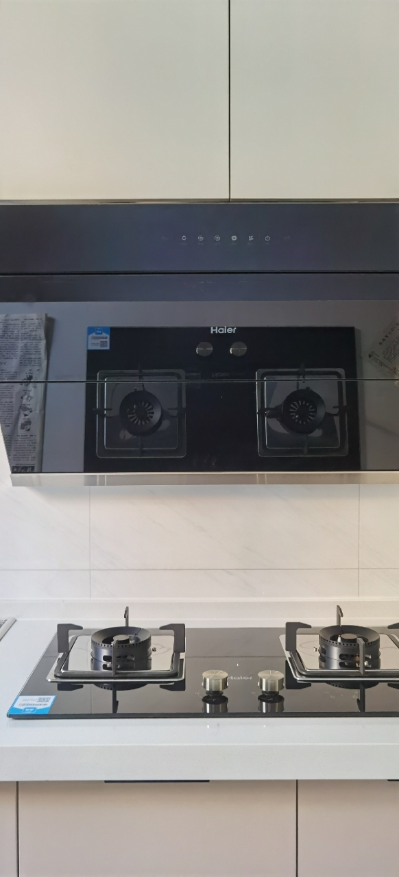 海尔(Haier)油烟机侧吸爆炒23m³灵动自开合热熔洗5.2KW定时燃气灶家用天然气烟灶套装 EC961+Q2BE51晒单图