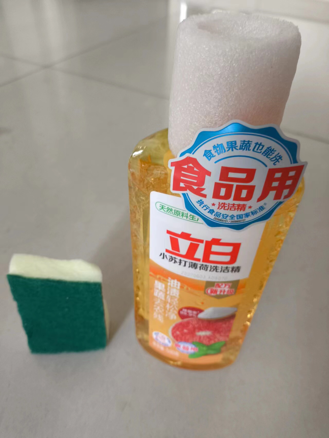 立白小苏打薄荷洗洁精500g去油渍果蔬去农残温和不伤手晒单图