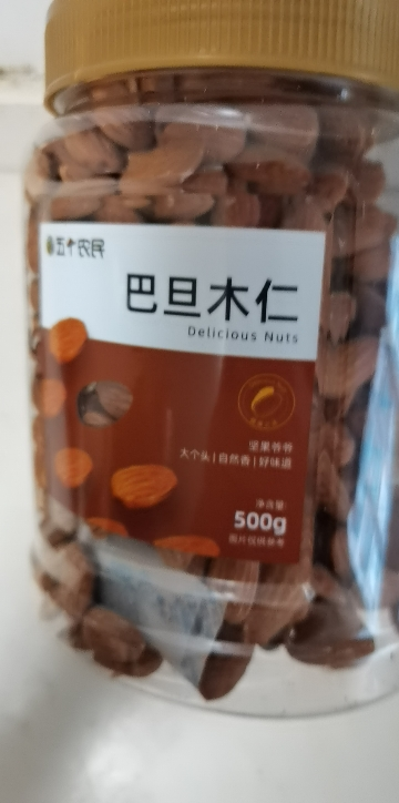 五个农民坚果巴旦木仁原味500g罐装扁桃仁零食休闲健康食品晒单图