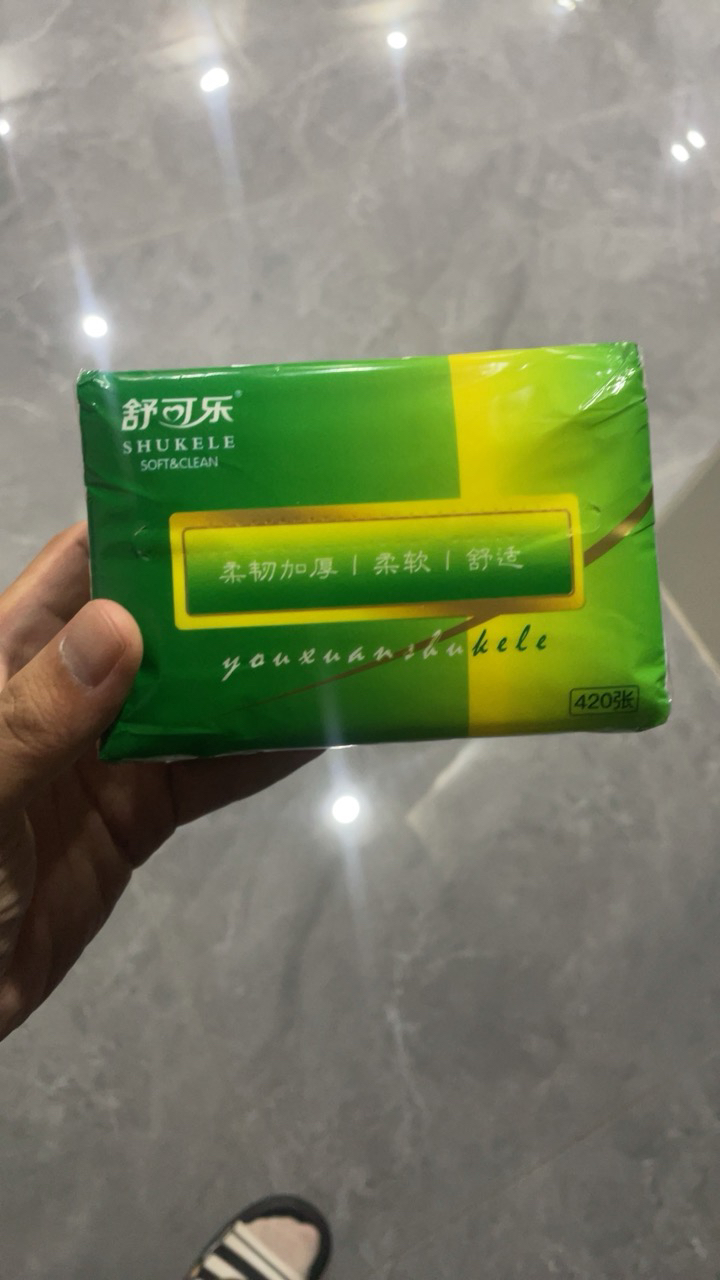 [6包装]舒可乐抽纸四层加厚420张大号餐巾纸大尺寸擦手纸家庭实惠装晒单图