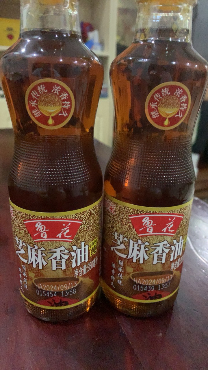 鲁花芝麻香油350mL*2 芝麻油 食用油 凉拌 烧烤 家用炒菜 火锅蘸料 调味油 物理压榨 香浓味美 植物油晒单图