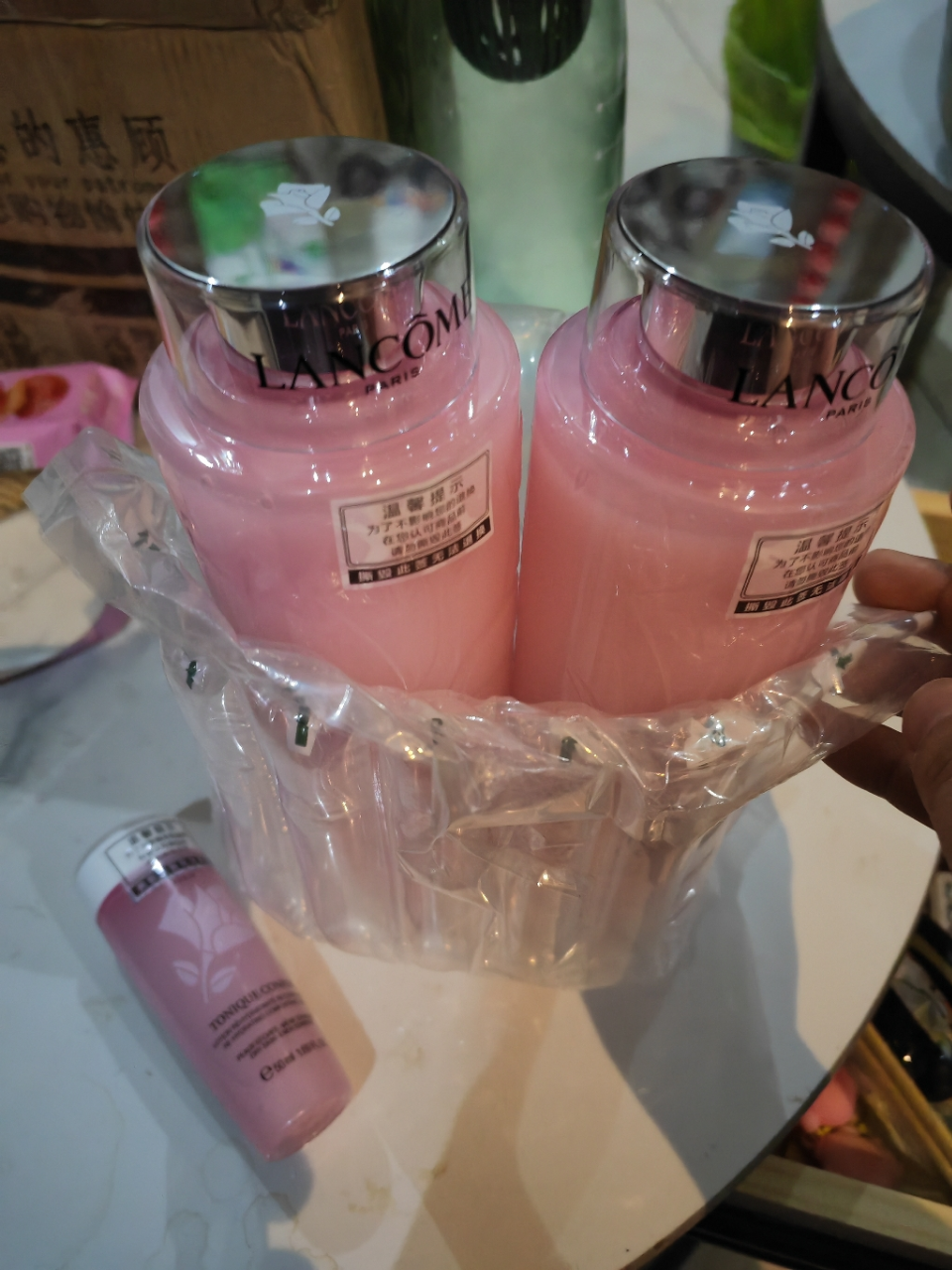 LANCÔME 兰蔻玫瑰露清滢柔肤粉水爽肤水400毫升干皮真爱补水保湿大粉水两瓶装+50ml小样晒单图