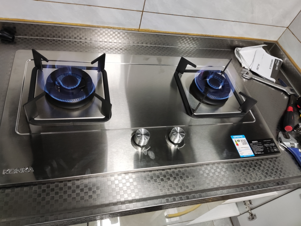 康佳(KONKA)燃气灶双灶 天然气家用猛火灶 不锈钢双灶 台嵌两用G500F [高配五重面板]5.2kW天然气+铜火盖晒单图