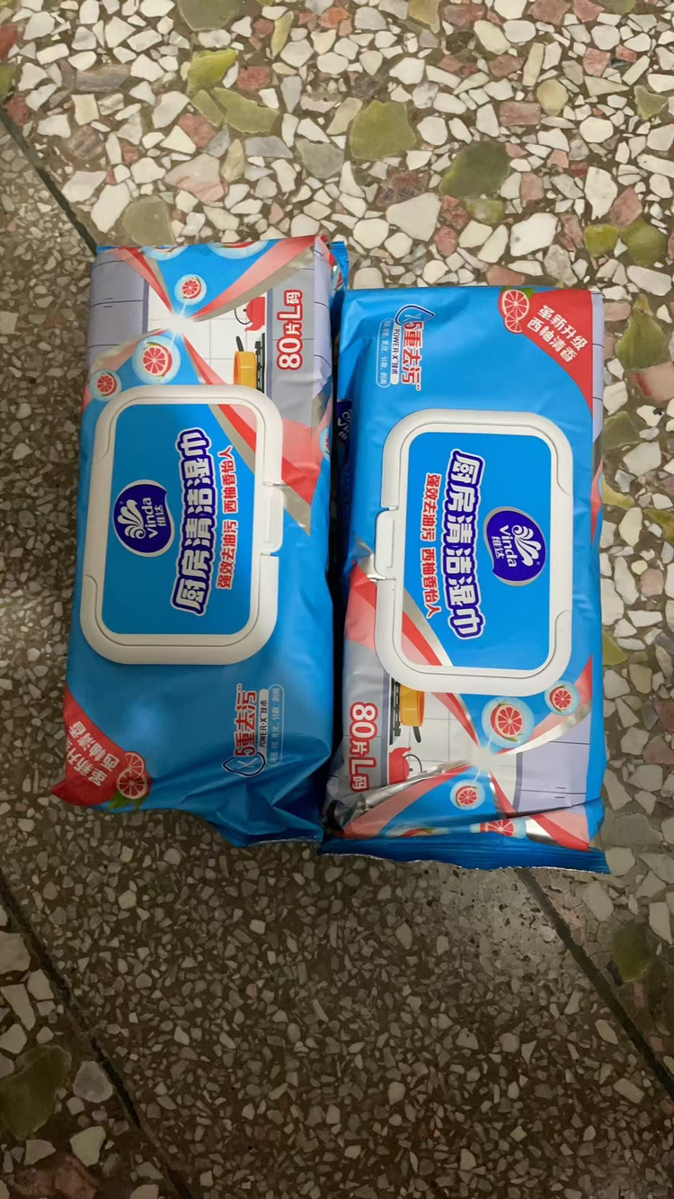 维达厨房清洁湿巾L码60片2包 翻盖抽取式家用强力去油去污加大加厚一擦干净吸油烟机专用(新旧包装交替发货)晒单图