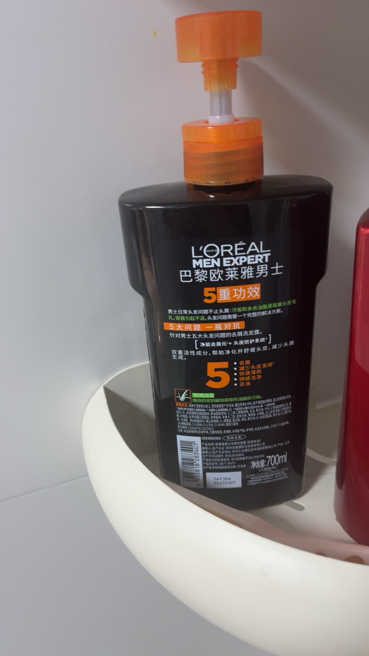 欧莱雅(L'OREAL)男士去屑洗发露(炭爽去油)700ml洗发水大瓶装晒单图